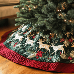 Reindeer Trail Quilted Christmas Tree Skirt Christmas Tree Skirt Gift That Brings Joy