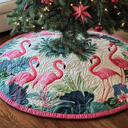 Tropical Symphony Quilted Christmas Tree Skirt Beautiful Tree Skirt to Complete Your Christmas Look