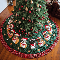 Pug Christmas Charm Christmas Quilted Tree Skirt Thoughtful Christmas Tree Skirt Gift Idea