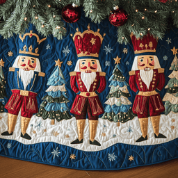 Merry Defenders Quilted Christmas Tree Skirt Warm and Soft Christmas Tree Skirt for Winter