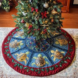 Shell Haven Christmas Quilted Tree Skirt Perfect Merch Gift Tree Skirt for Holiday Season