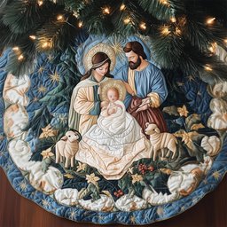 Star Of Peace Quilted Christmas Tree Skirt Perfect Holiday Gift for Home Decor Lovers