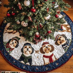 Yorkshire Noel Night Christmas Quilted Tree Skirt Warm and Soft Christmas Tree Skirt for Winter
