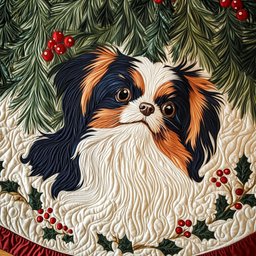 Papillon Woodland Wonder Quilted Christmas Tree Skirt Lovely Holiday Tree Skirt for Festive Vibes