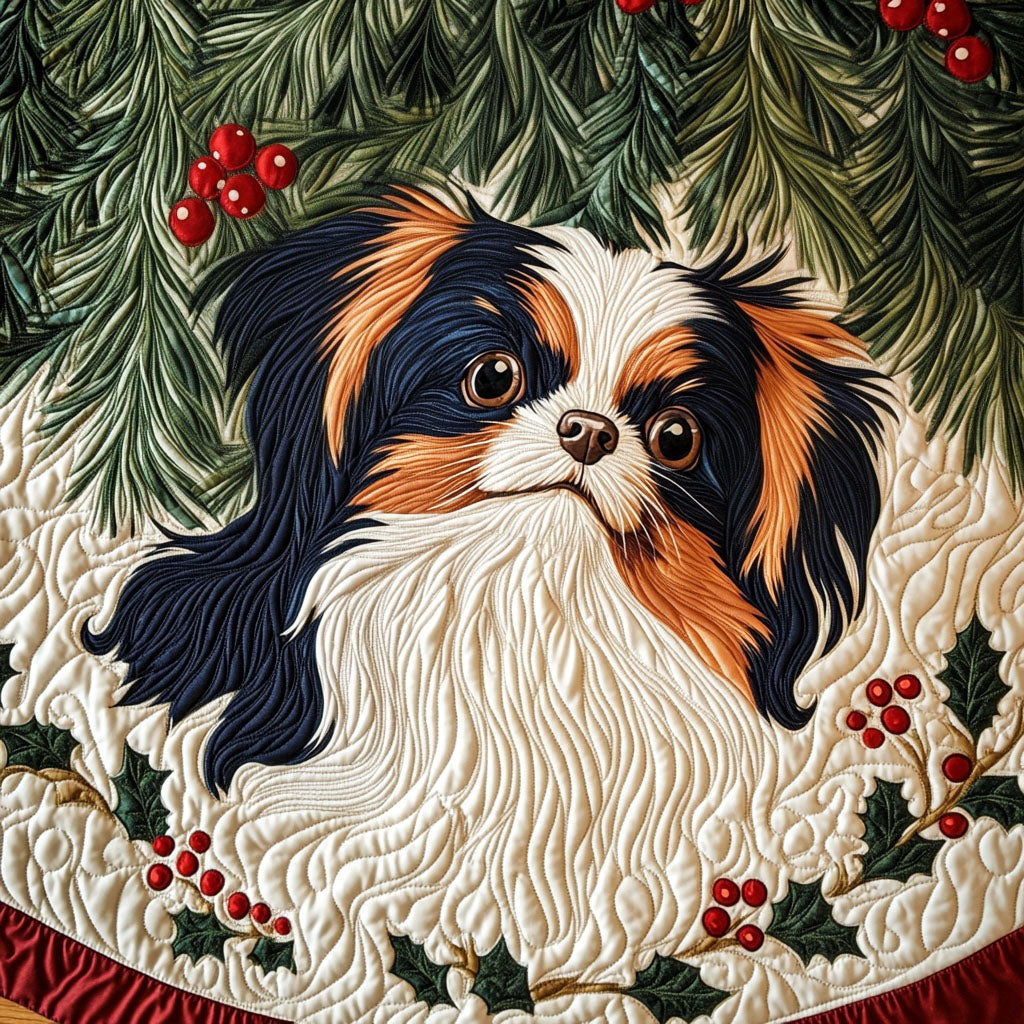 Papillon Woodland Wonder Quilted Christmas Tree Skirt Lovely Holiday Tree Skirt for Festive Vibes