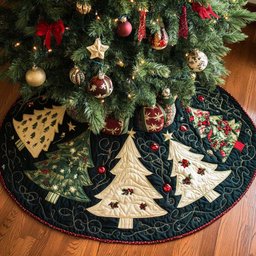 Starry Eve Christmas Quilted Tree Skirt Exclusive Holiday Tree Skirt Gift for Families