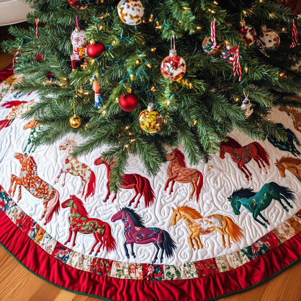 Mystic Trails Christmas Quilted Tree Skirt Unique Holiday Gift Merch for Family Homes