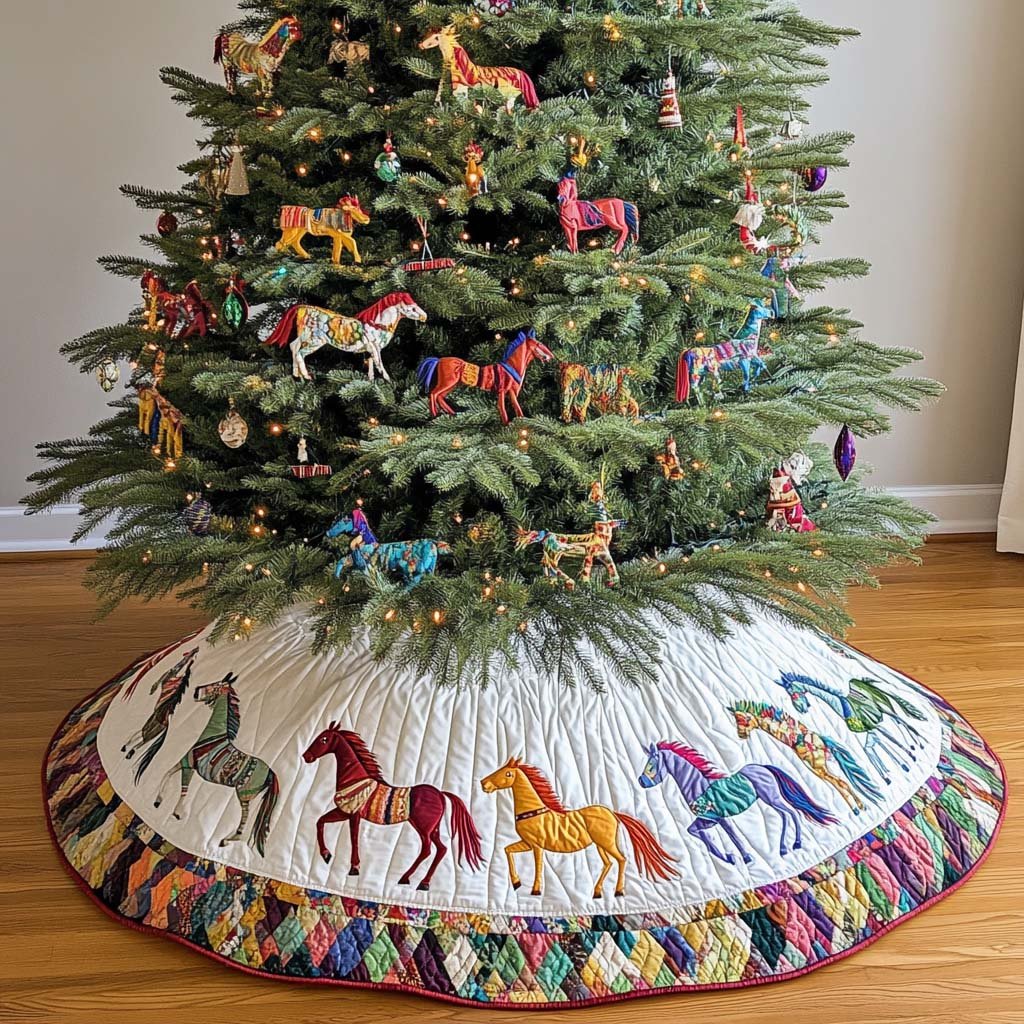 Prairie Winds Christmas Quilted Tree Skirt Adorable Holiday Tree Skirt for Cozy Spaces