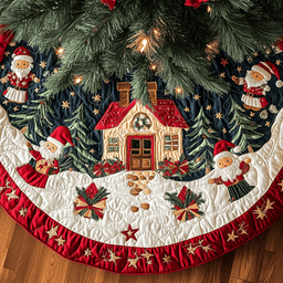 Peppermint Path Christmas Quilted Tree Skirt Lovely Holiday Tree Skirt for Festive Vibes