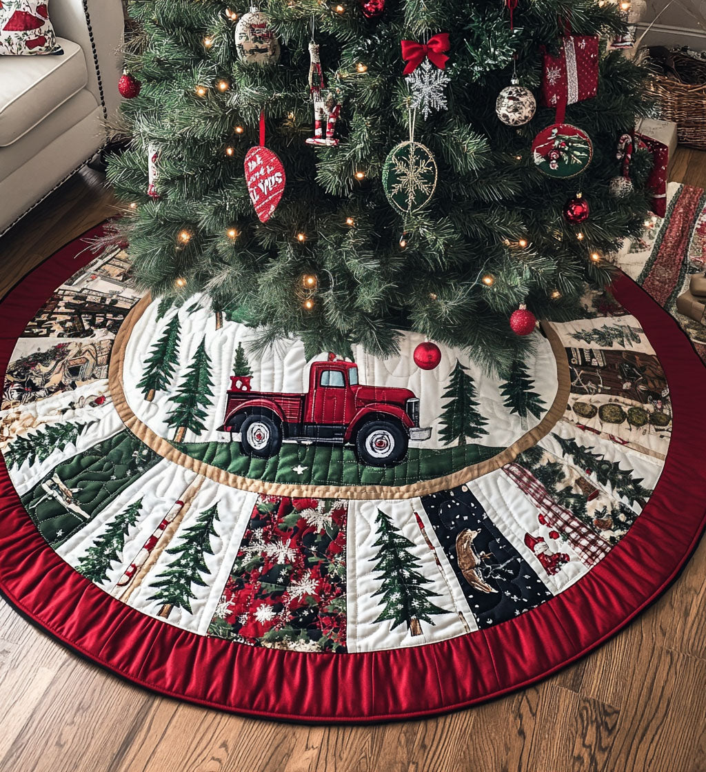 Peppermint Patch Quilted Christmas Tree Skirt Cozy Holiday Tree Skirt to Brighten Your Home