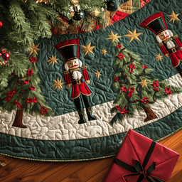 Nutcracker Parade Quilted Christmas Tree Skirt Luxury Christmas Tree Skirt for Elegant Homes