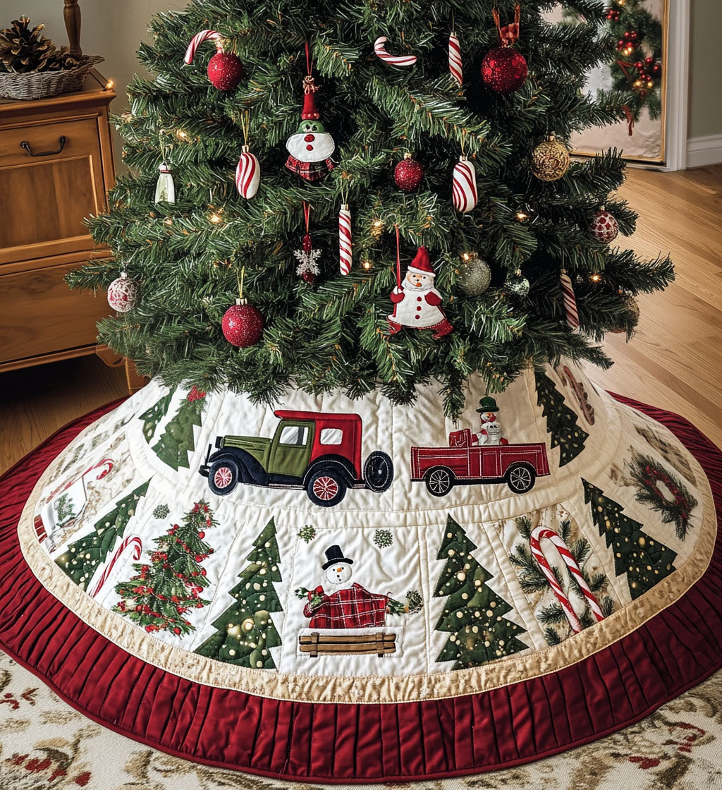 Polar Parade Quilted Christmas Tree Skirt Special Holiday Tree Skirt Gift for Newlyweds