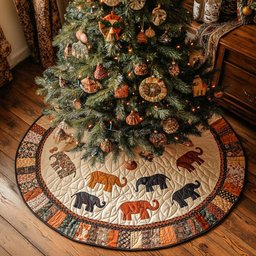 Rustic Charm Christmas Quilted Tree Skirt Charming Tree Skirt for Family Gatherings