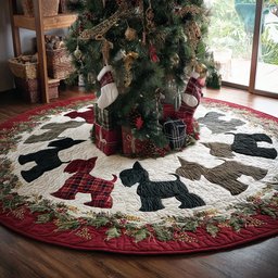 Yuletide Schnauzer Quilted Christmas Tree Skirt Charming Tree Skirt for Family Gatherings Perfect Merch Gift Tree Skirt for Holiday Season