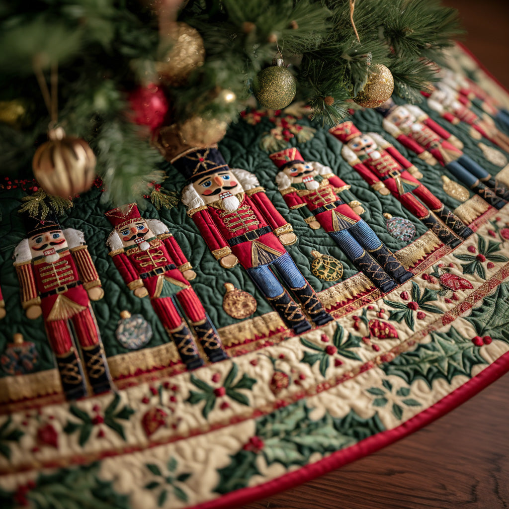 Winter Sentinel Quilted Christmas Tree Skirt Magical Christmas Tree Skirt to Impress Guests
