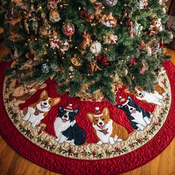 Royal Corgi Yuletide Quilted Christmas Tree Skirt Thoughtful Christmas Tree Skirt Gift Idea