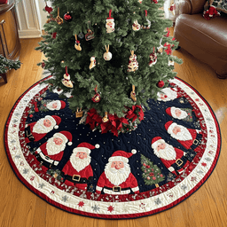 Starlit Santa Christmas Quilted Tree Skirt Meaningful Christmas Gift to Warm the Heart
