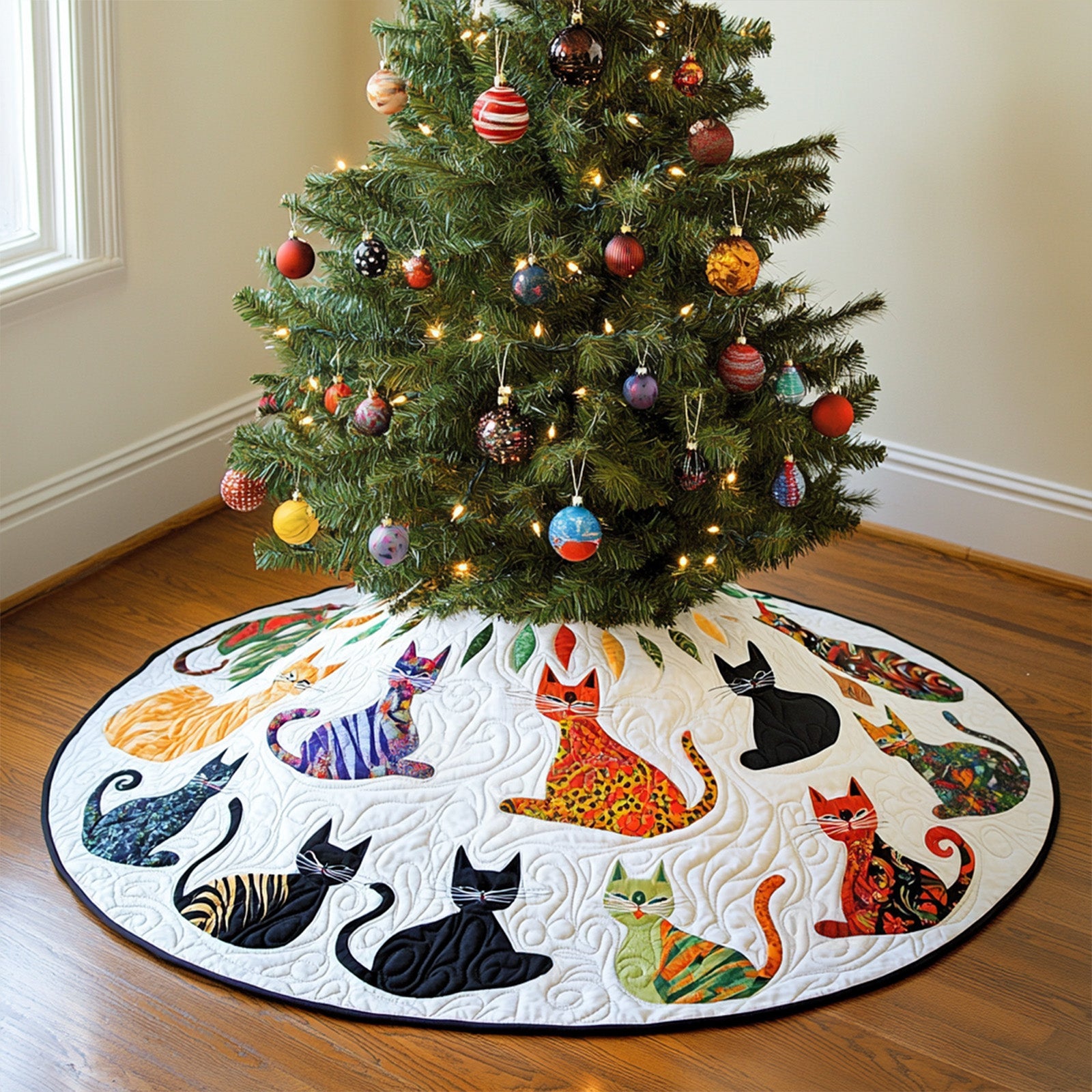 Silent Stalkers Quilted Christmas Tree Skirt Perfect Holiday Gift for Home Decor Lovers