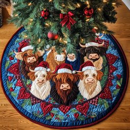 Rustic Yuletide Spirit Christmas Quilted Tree Skirt Exclusive Holiday Tree Skirt Gift for Families