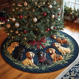 Snowy Long Pup Noel Quilted Christmas Tree Skirt Thoughtful Christmas Tree Skirt Gift Idea