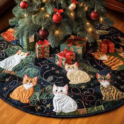 Velvet Paws Christmas Quilted Tree Skirt Warm and Soft Christmas Tree Skirt for Winter