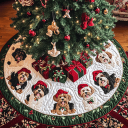 Yorkshire Holiday Spirit Christmas Quilted Tree Skirt Custom Christmas Tree Skirt Merch for Your Family