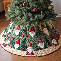 Winter Whimsy Quilted Christmas Tree Skirt Lovely Gift Merch for a Festive Home