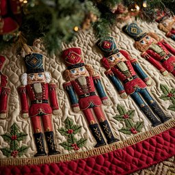 Toy Soldier Quilted Christmas Tree Skirt Warm and Soft Christmas Tree Skirt for Winter