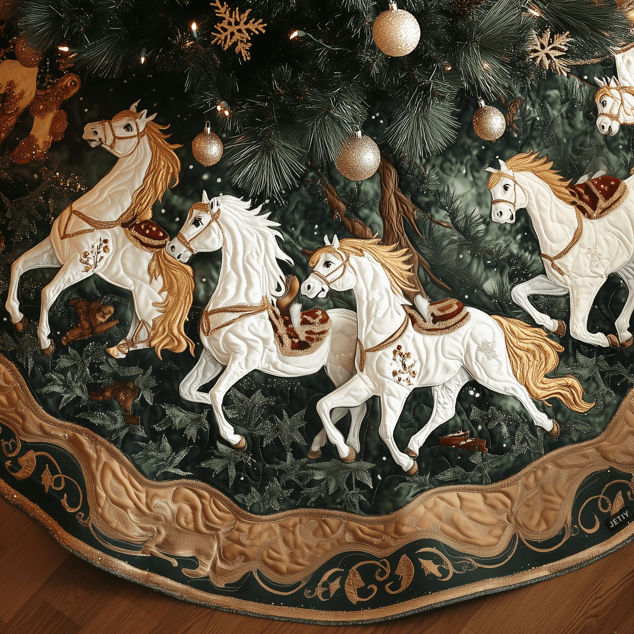 Winter Trot Quilted Tree Skirt Holiday Merch That Completes Your Christmas Setup