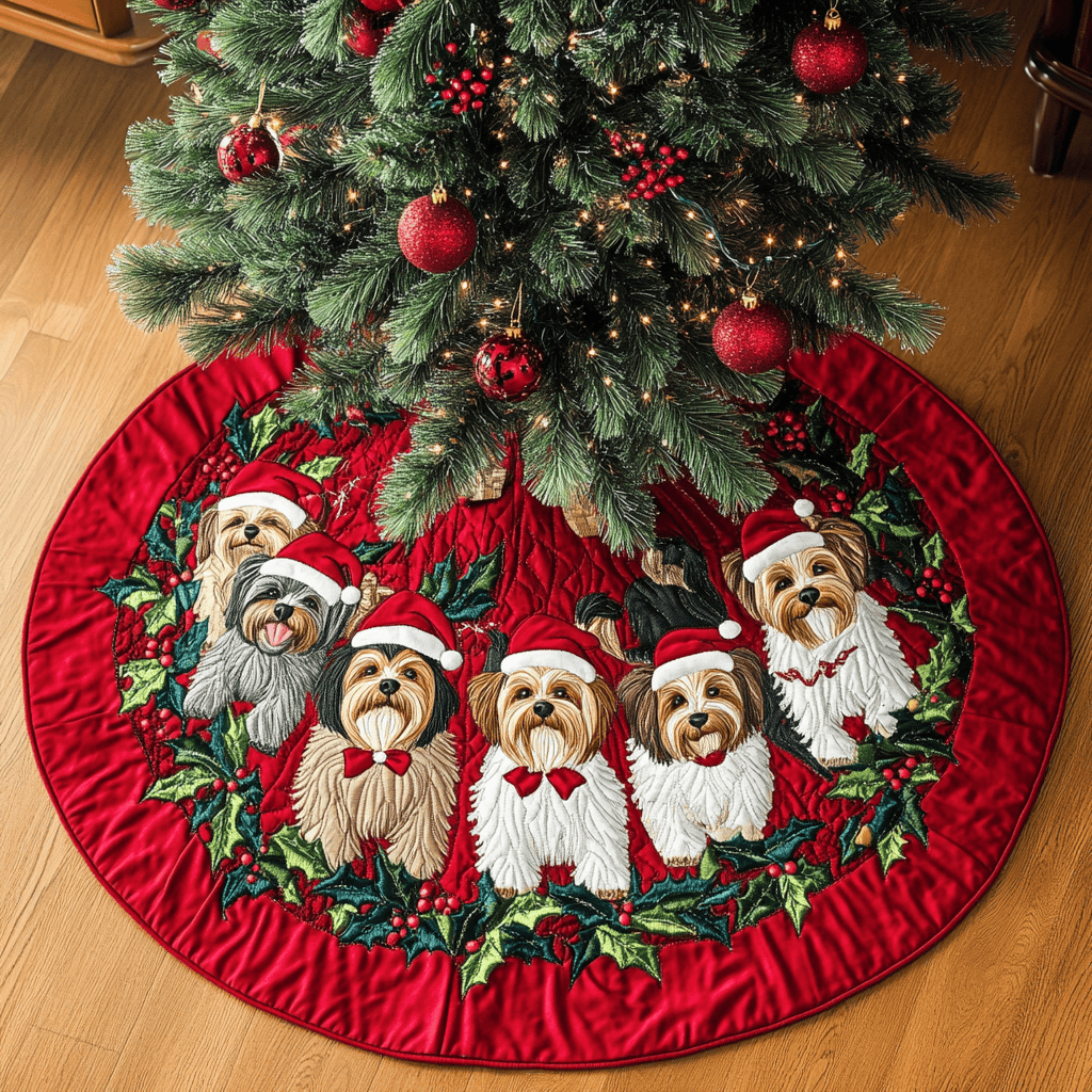 Yorkshires Wonder Christmas Quilted Tree Skirt Beautiful Tree Skirt to Complete Your Christmas Look