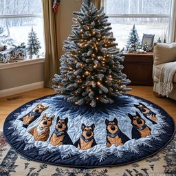 Snowy Shepherd Quilted Christmas Tree Skirt Festive Christmas Tree Skirt for Holiday Decor