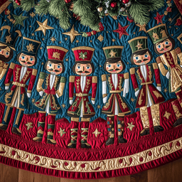 Joyful Soldiers Quilted Christmas Tree Skirt Exclusive Holiday Tree Skirt Gift for Families