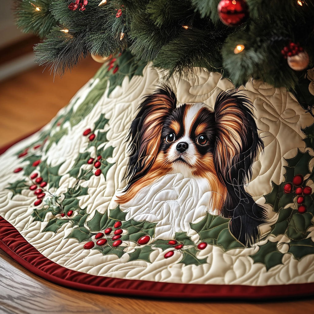 Papillon Radiance Quilted Christmas Tree Skirt Luxury Christmas Tree Skirt for Elegant Homes