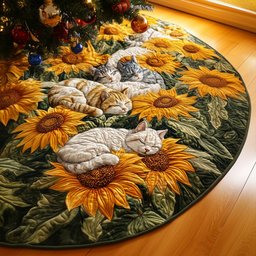 Paws And Petals Quilted Christmas Tree Skirt Seasonal Gift Merch for Festive Homes