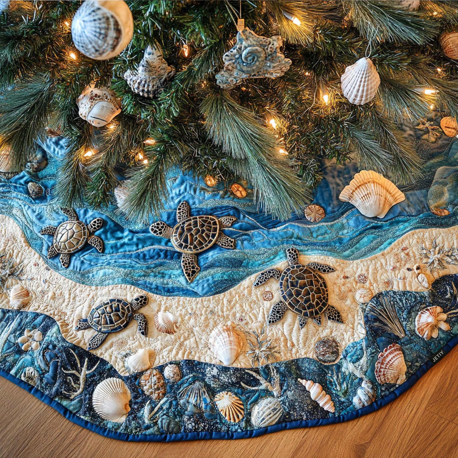 Ocean Voyager Quilted Christmas Tree Skirt Heartwarming Christmas Tree Skirt Gift for Loved Ones