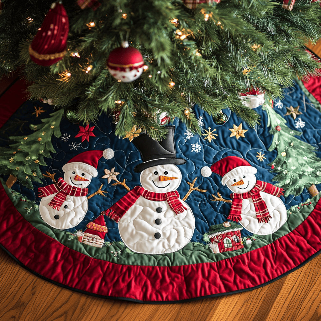 Joyful Yuletide Glow Christmas Tree Skirt Popular Gift Merch for Christmas Enthusiasts