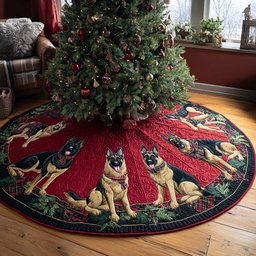 Winter Guardian Quilted Christmas Tree Skirt Luxury Christmas Tree Skirt for Elegant Homes