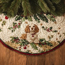 Spaniel Memories Quilted Christmas Tree Skirt Beautiful Tree Skirt to Complete Your Christmas Look