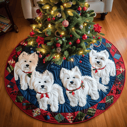 Westie Christmas Magic Christmas Quilted Tree Skirt Perfect Merch Gift Tree Skirt for Holiday Season