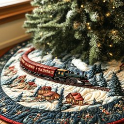 Snowbound Express Quilted Christmas Tree Skirt Thoughtful Christmas Tree Skirt Gift Idea