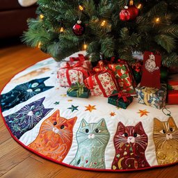 Playful Pounce Christmas Quilted Tree Skirt Exclusive Holiday Tree Skirt Gift for Families
