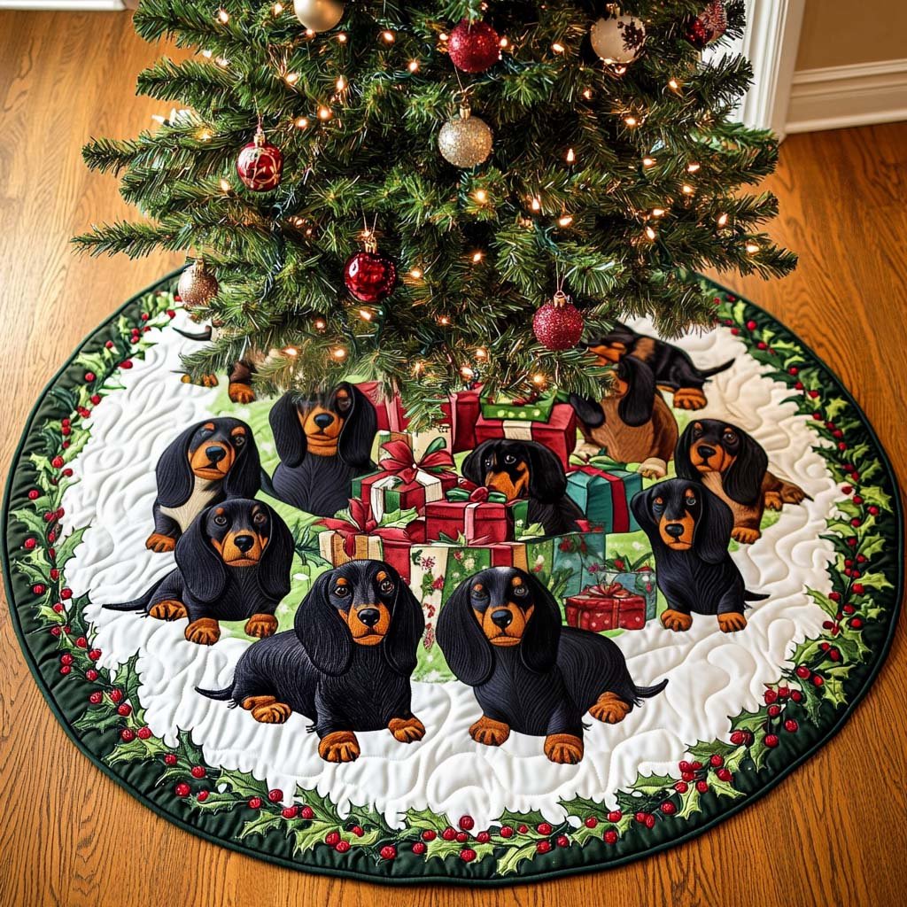 Sausage Soul Christmas Quilted Tree Skirt Cozy Holiday Tree Skirt to Brighten Your Home