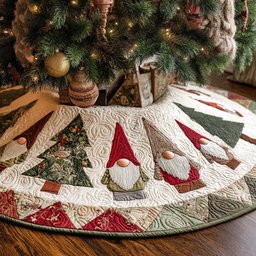 Tinsel Shine Christmas Quilted Tree Skirt Perfect Merch Gift Tree Skirt for Holiday Season
