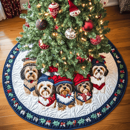 Yorkshires Magic Christmas Quilted Tree Skirt Luxury Christmas Tree Skirt for Elegant Homes