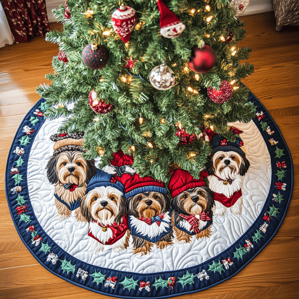 Yorkshires Magic Christmas Quilted Tree Skirt Luxury Christmas Tree Skirt for Elegant Homes