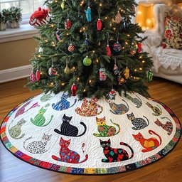 Whispering Paws Quilted Christmas Tree Skirt Unique Holiday Gift Merch for Family Homes