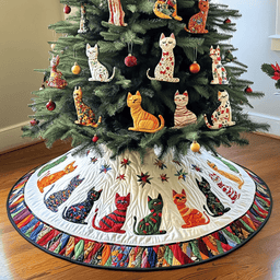 Snowy Paws And Presents Christmas Quilted Tree Skirt Luxury Christmas Tree Skirt for Elegant Homes