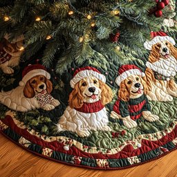 Spaniel Blessings Quilted Christmas Tree Skirt Perfect Tree Skirt Gift for Mom or Grandma