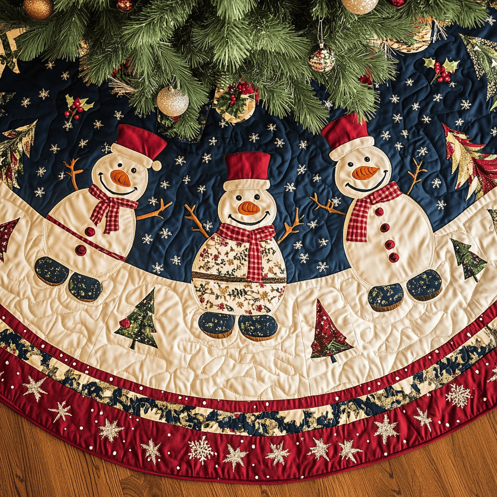 Winter Joyful Jester Christmas Quilted Tree Skirt Custom Christmas Tree Skirt Merch for Your Family