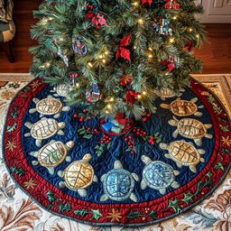 Tidal Treasures Christmas Quilted Tree Skirt Perfect Holiday Gift for Home Decor Lovers